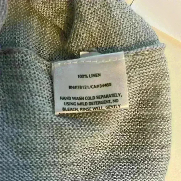 Eileen Fisher sheer linen gray stripped tunic size L - Picture 7 of 8